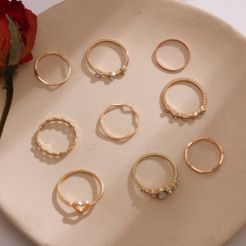 Set 9 Nhẫn Đeo Tay Kim Loại Thời Trang Cho Nữ | BigBuy360 - bigbuy360.vn