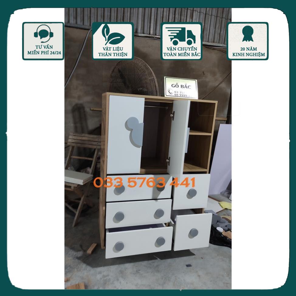 Tủ quần áo gỗ MDF phủ melamine kiểu dáng siêu xinh dành cho bé yêu