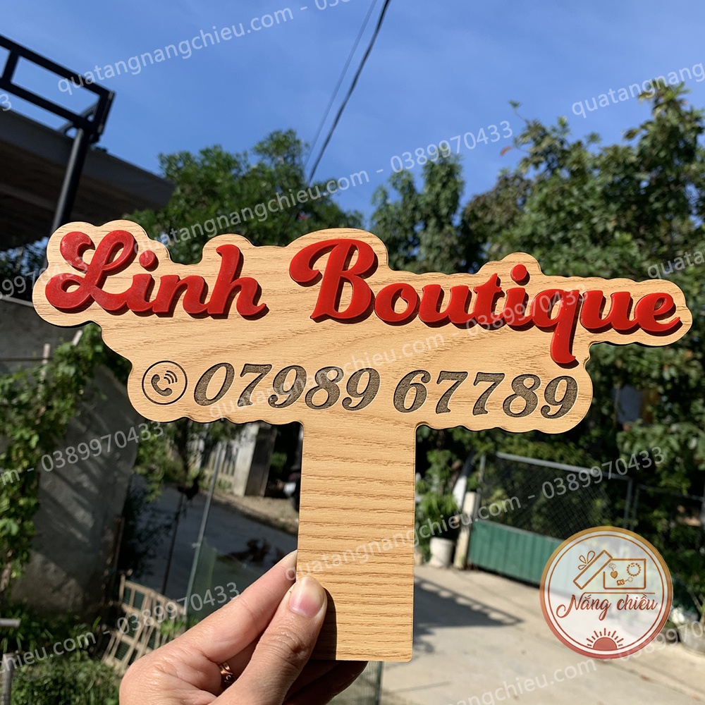 Bảng gỗ handmade cầm tay xinh xắn - Đạo cụ giúp chị em bán hàng - Thiết kế và khắc tên shop theo yêu cầu