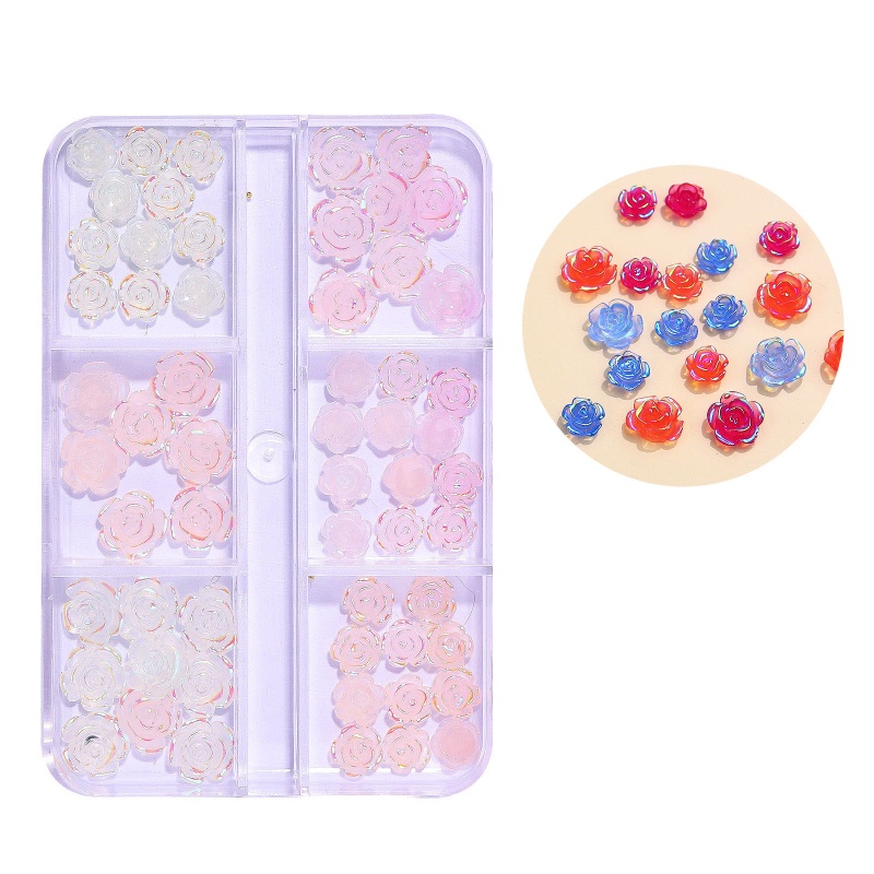 Miếng Dán Trang Trí Móng Tay Hình Hoa Trà 3D Lấp Lánh