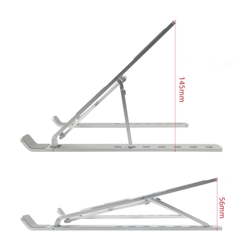 Giá Đỡ Kiêm Đế Tản Nhiệt Chất Liệu Nhôm Và Nhựa ABS Cao Cấp Cho Laptop Máy Tính Bảng Chống Gù Lưng Mỏi Mắt Khi Làm Việc