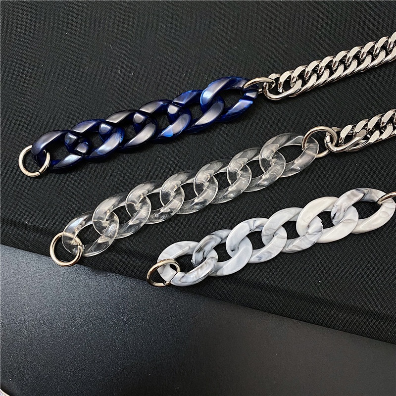 Vòng Tay Nam Chuỗi Cuban Thép Titan phối Acrylic phong cách Hiphop - Lăc Tay Unisex street style