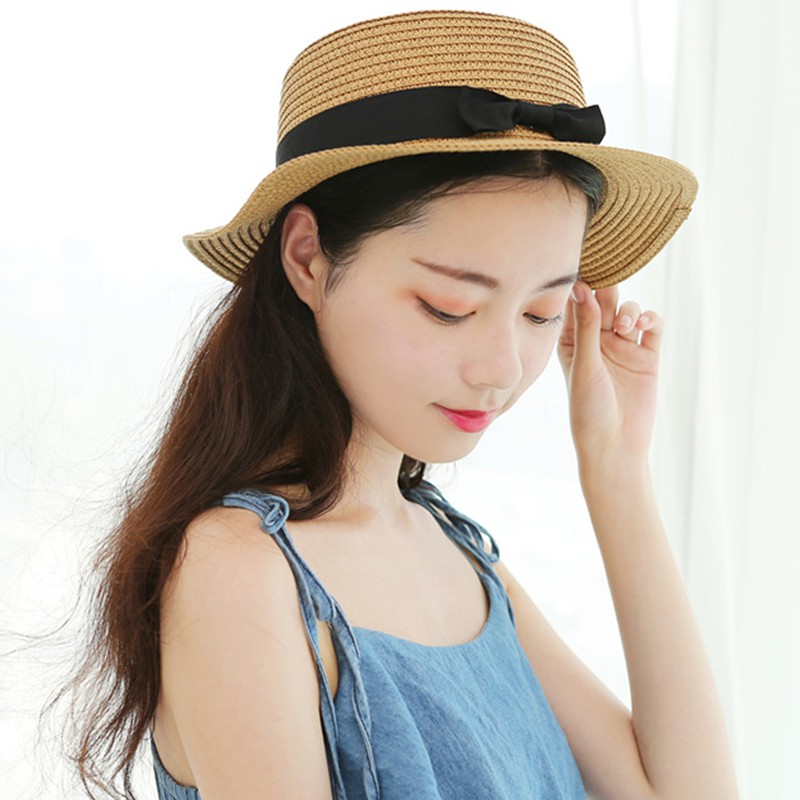 Nón rộng vành phối nơ chống nắng thời trang mùa hè cho phái nữ
