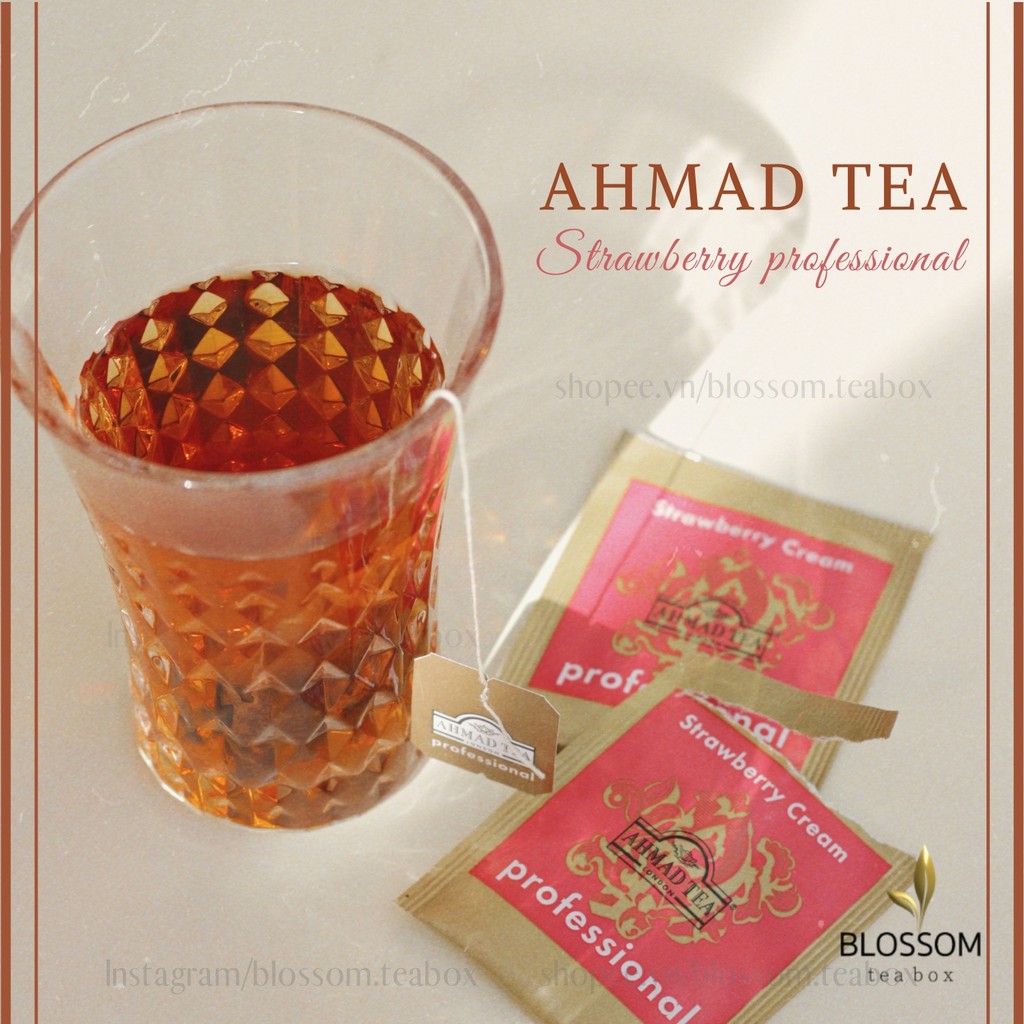[10 gói] Trà Ahmad Tea cao cấp Strawberry Cream thơm ngậy thay thế trà sữa