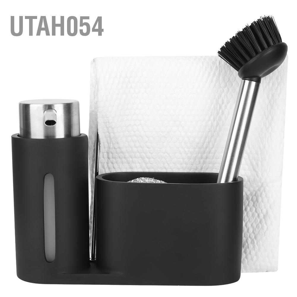 Utah054 Nhà bếp Chậu rửa Bộ đồ ăn Chất tẩy Hộp đựng bát đĩa Giá bằng vải Màu đen