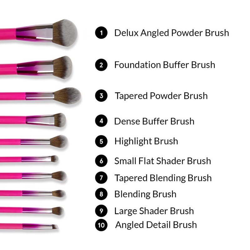 Bộ cọ BH Cosmetics Midnight Festival Brush Set - 10 Piece Brush Collection with Brush Holder