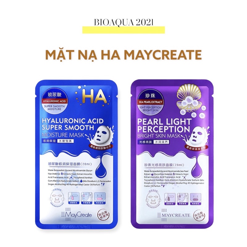 Mặt Nạ HA Dưỡng Ẩm Trắng Da Maycreate Lẻ 1 Miếng