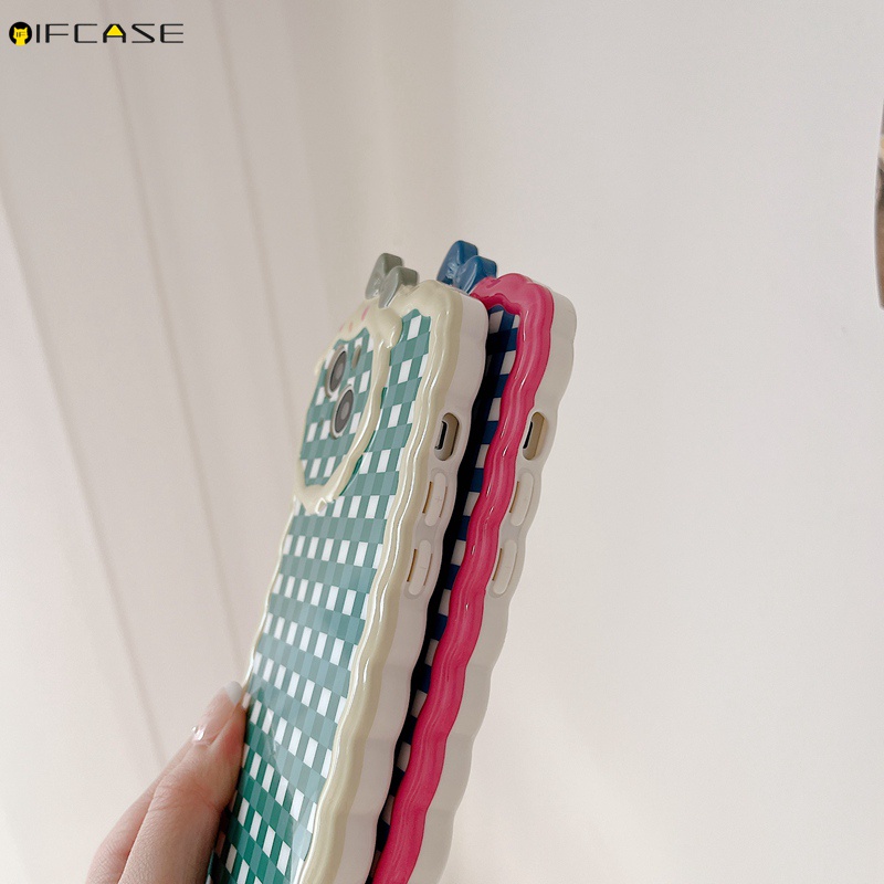 Ốp Điện Thoại Dẻo Họa Tiết Hoạt Hình Hoa / Nơ / Sọc Caro Kèm Vòng Tay & Dây Đeo Cho iPhone 13 12 11 Pro Max