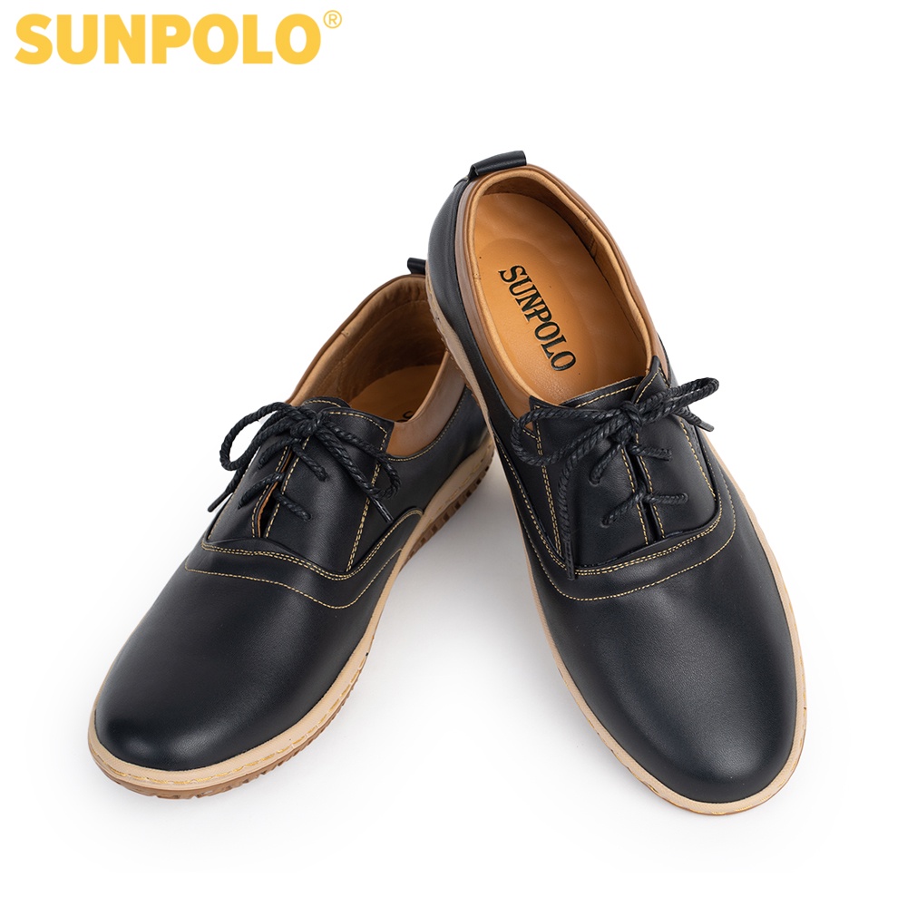 Giày nam Da bò Buộc dây SUNPOLO SPH424 (Xanh navy, Nâu)