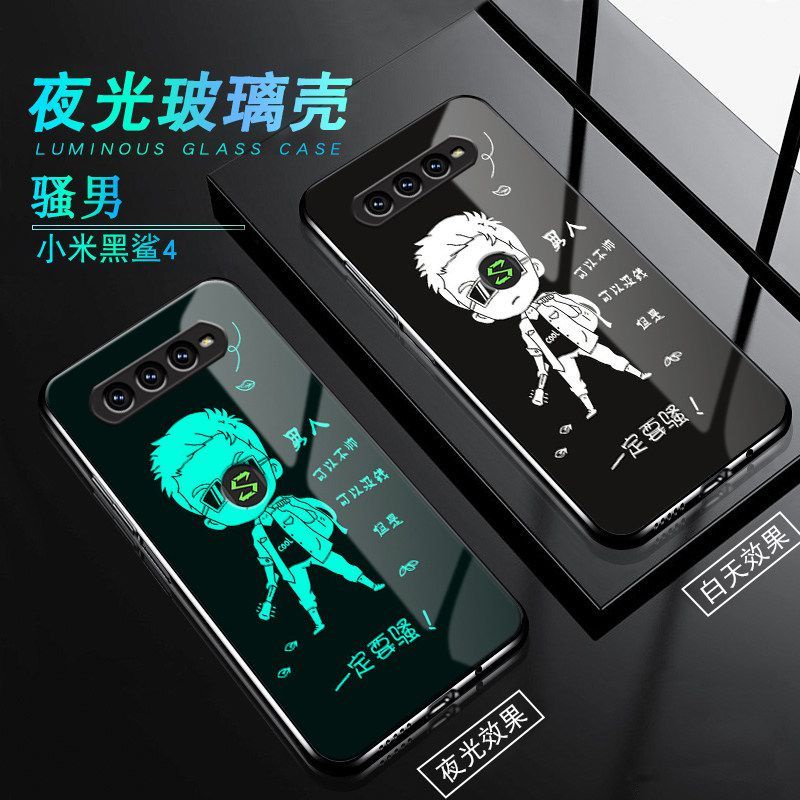 Ốp Điện Thoại Mặt Kính Viền Mềm Màu Dạ Quang Cho xiaomi Black Shark 4 4pro