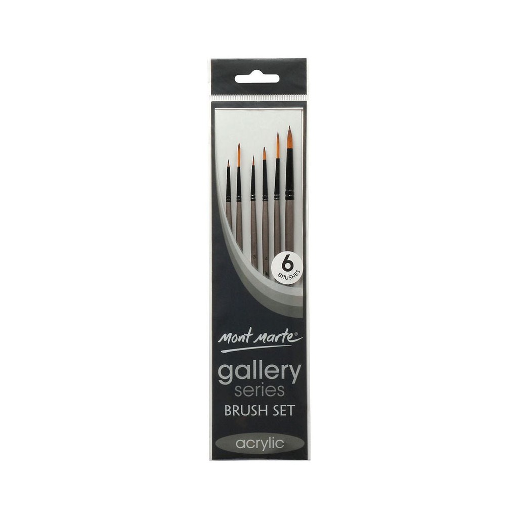 Bộ 6 Cọ Acrylic Mont Marte - Gallery Series Brush Set Acrylic 6pce - BMHS0008