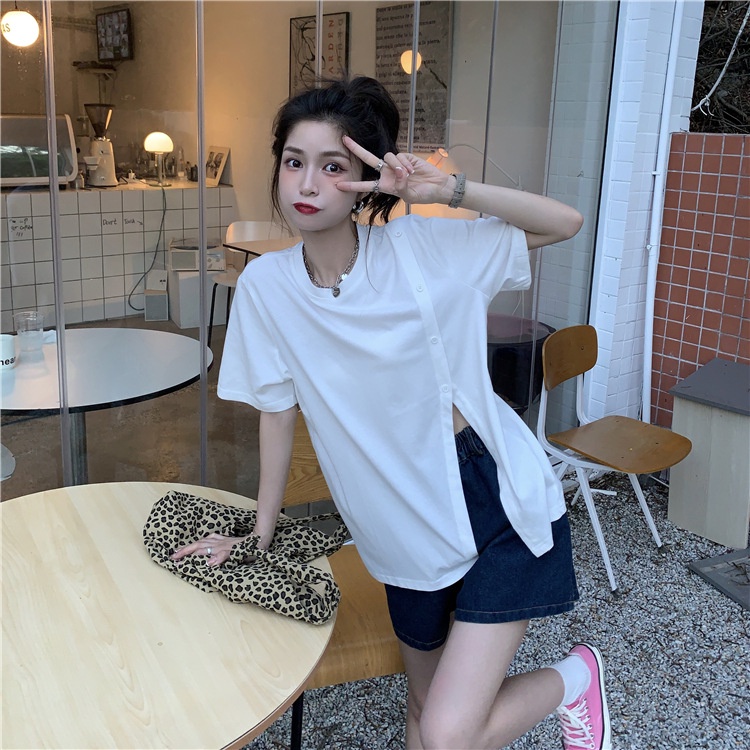 SUXI Áo Thun Tay Ngắn Cổ Tròn Màu Sắc Đơn Giản Thời Trang Mùa Hè Dành Cho Nữ