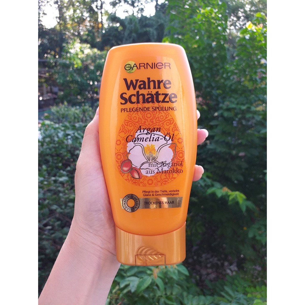 Bộ Gội Xả Garnier Wahre Schatze Dầu Argan và Hoa trà - phù hợp mua tặng người thân hàng nhập Đức