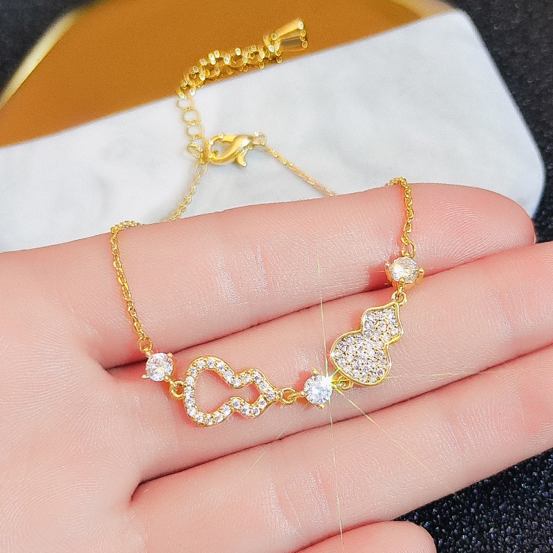 Vòng tay JIUDUOLAN hình quả bầu may mắn màu vàng đồng trang sức thanh lịch cổ điển cho cặp đôi/ bạn gái