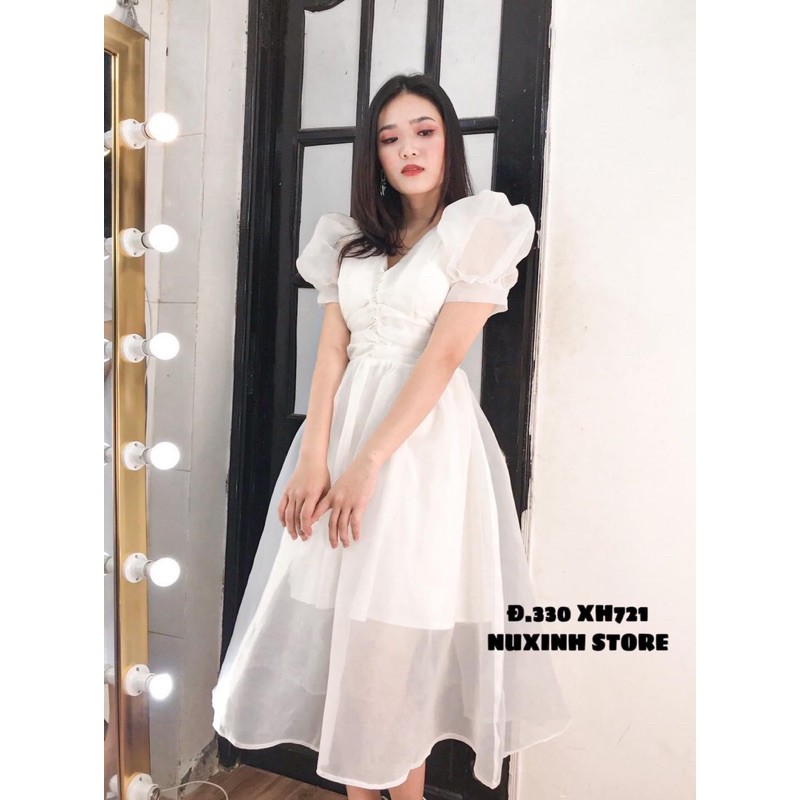 ĐẦM CỔ V PHỐI VOAN LƯỚI