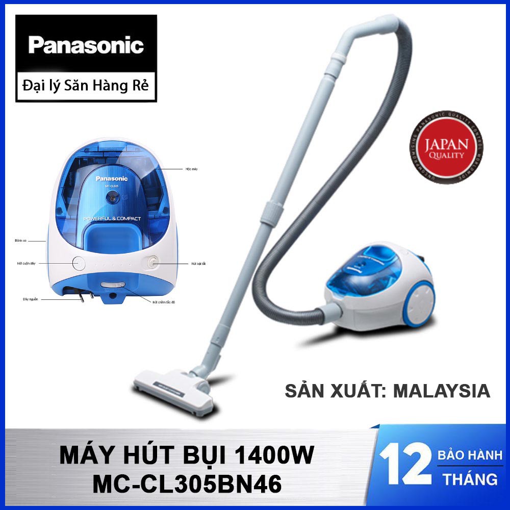 Máy hút bụi Panasonic MC-CL305BN46 dung tích 600ml công suất 1400W sản xuất Malaysia - Bảo hành chính hãng 12 tháng