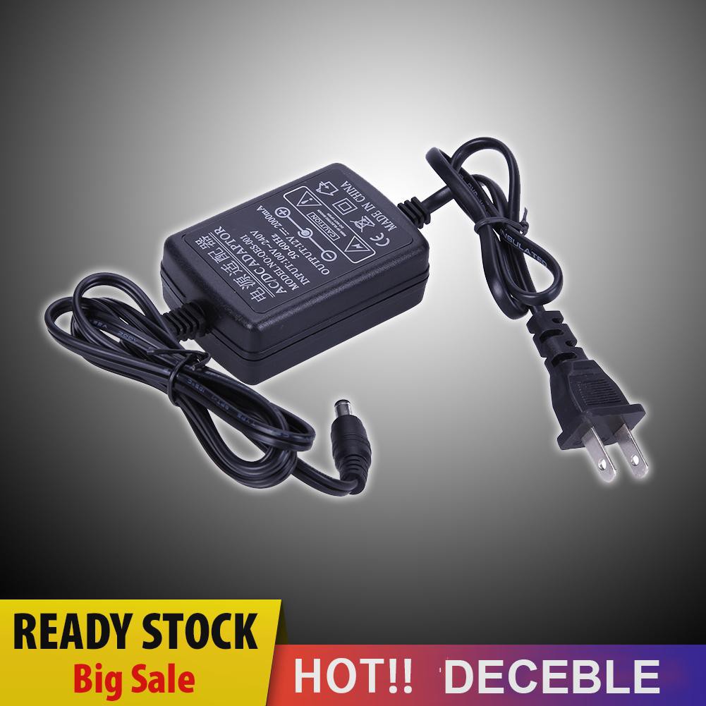 Deceble AC to DC Power Adapter 12V 2A Dual Cable Converter Universal 5.5x2.1-2.5mm