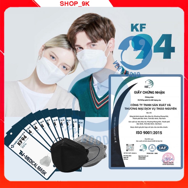 Khẩu trang y tế 4 lớp kháng khuẩn 3d KF94 chống khói bụi, mưa nắng, vi khuẩn shop9k