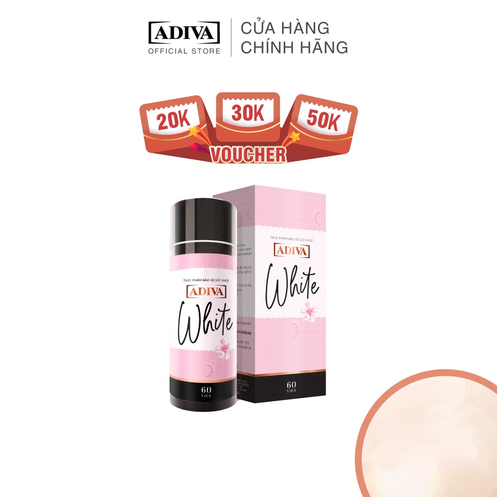White Adiva viên nang (60 viên/hộp) Viên uống làm sáng da và chống nắng toàn thân