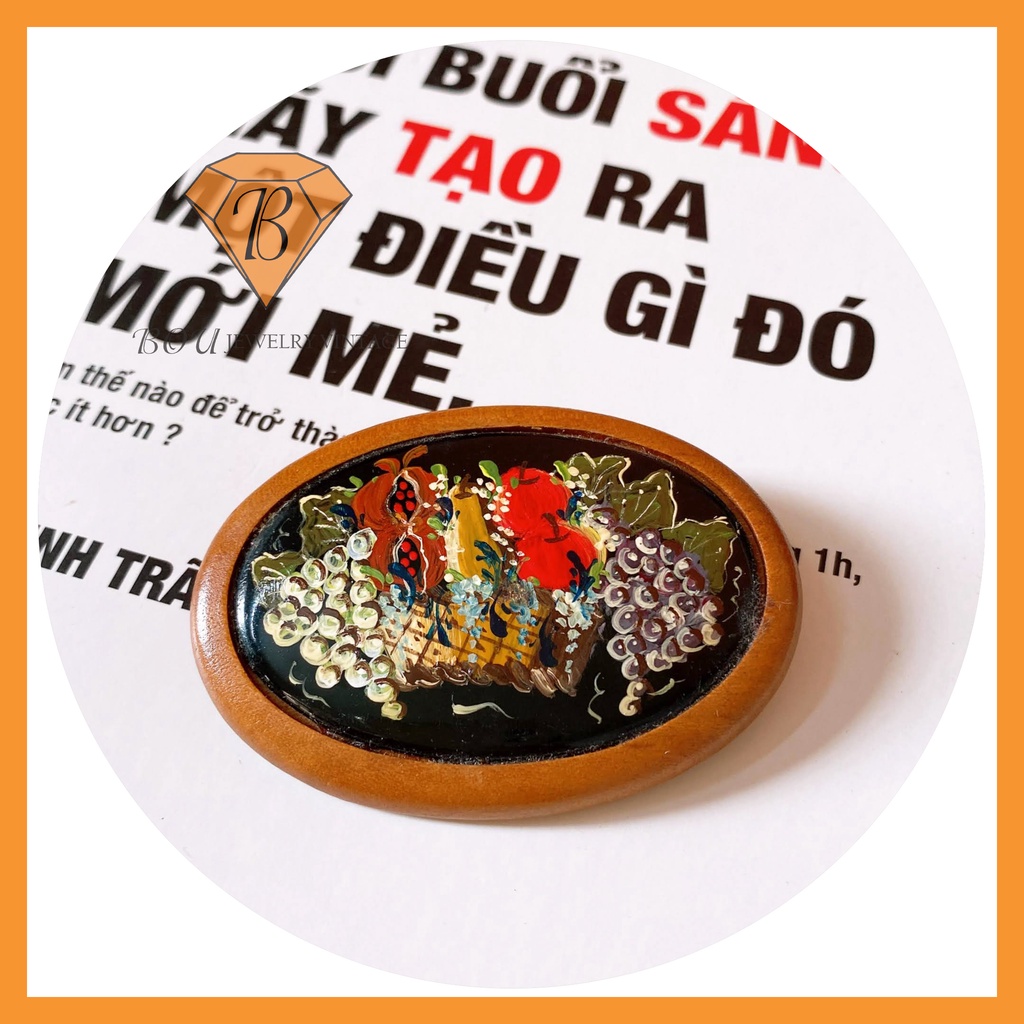 CÀI ÁO GỖ VẼ HOA SECONDHAND TRANG SỨC SI NHẬT BẢN BOU JEWELRY VINTAGE MÃ CA159