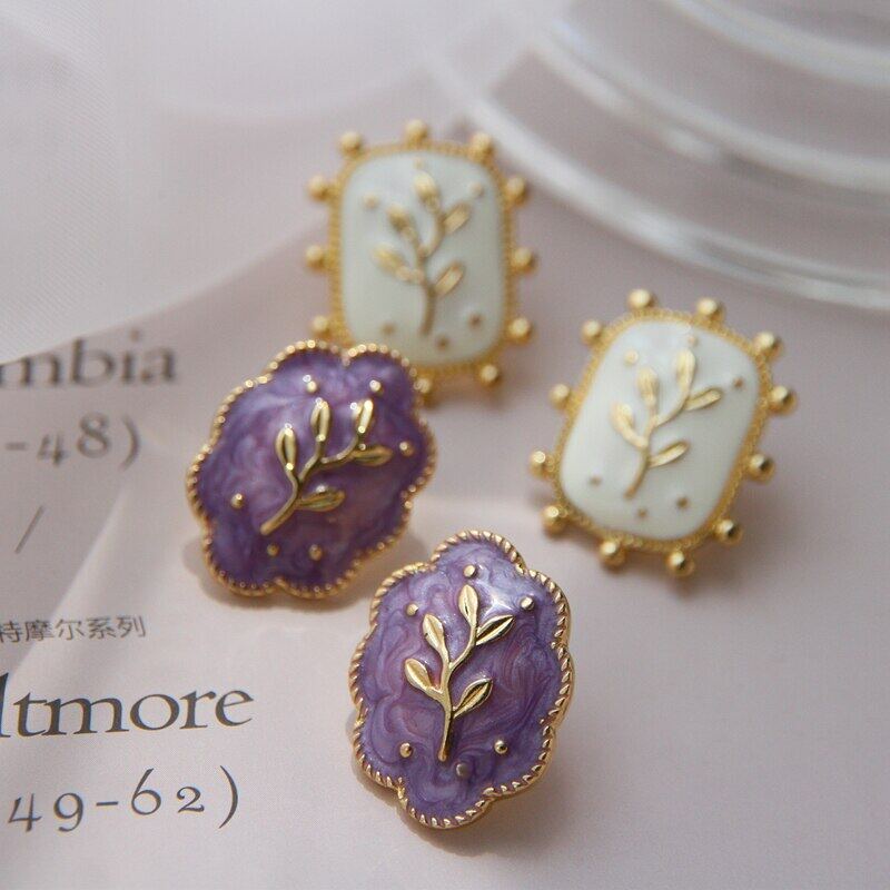 Bông Tai Hình Hoa Màu Tím / Trắng Phong Cách Bohemian Thời Trang Cho Nữ