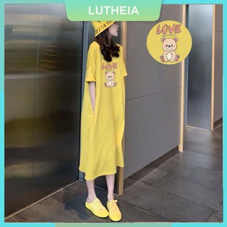 Đầm Thun Dáng Dài Form Rộng In Họa Tiết Hoạt Hình Thời Trang Mùa Hè Cho Mẹ Bầu