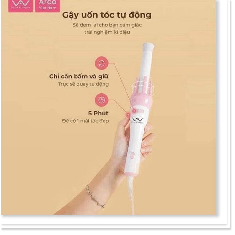 {MẪU MỚI NHẤT} MÁY LÀM TÓC UỐN XOĂN XOAY TỰ ĐỘNG 360 VIVID & VOGUE HÀN QUỐC VỪA XOĂN VỪA UỐN CỤP (Hàng chuẩn loại 1)