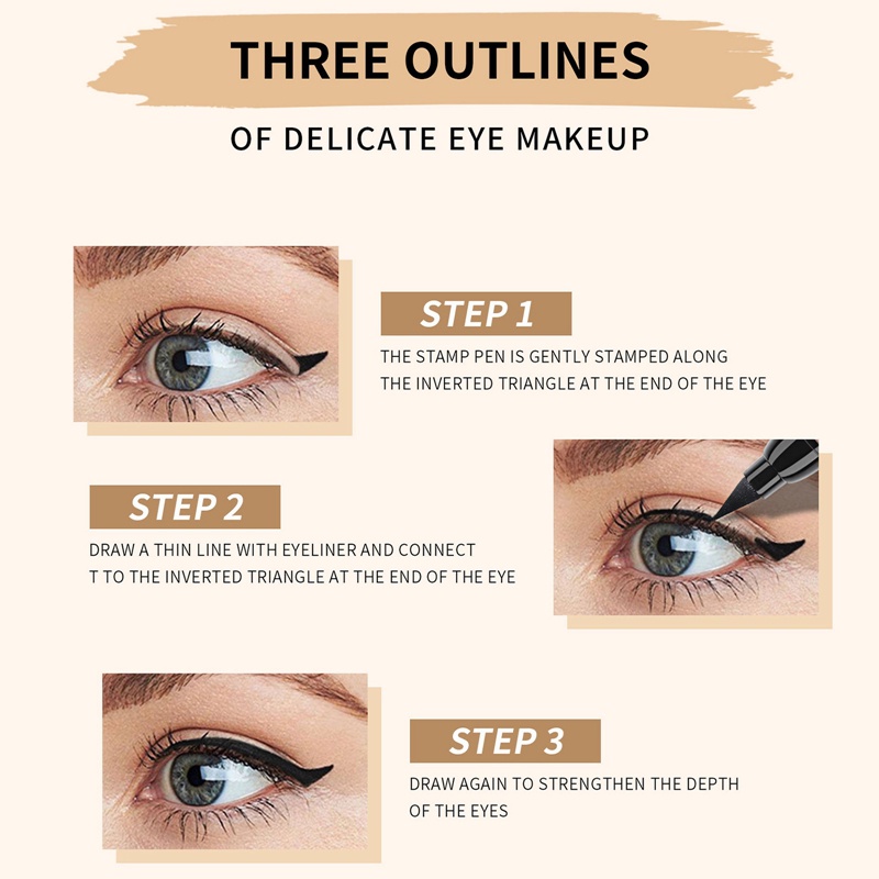 Bút Kẻ Mắt Hai Đầu Lâu Trôi Chống Thấm Nước Màu Sắc Thời Trang