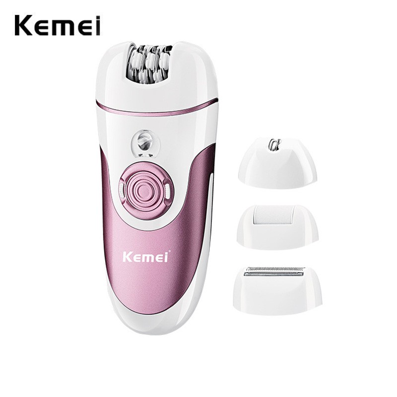 Máy Triệt Lông Kemei 4 Trong 1 Hiệu Quả Lâu Dài Gồm Đầu Cạo Móng Chân Đầu Cắt Tỉa Đa Dụng Cho Vùng Bikini