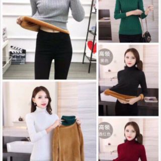Áo len cổ lọ lót lông