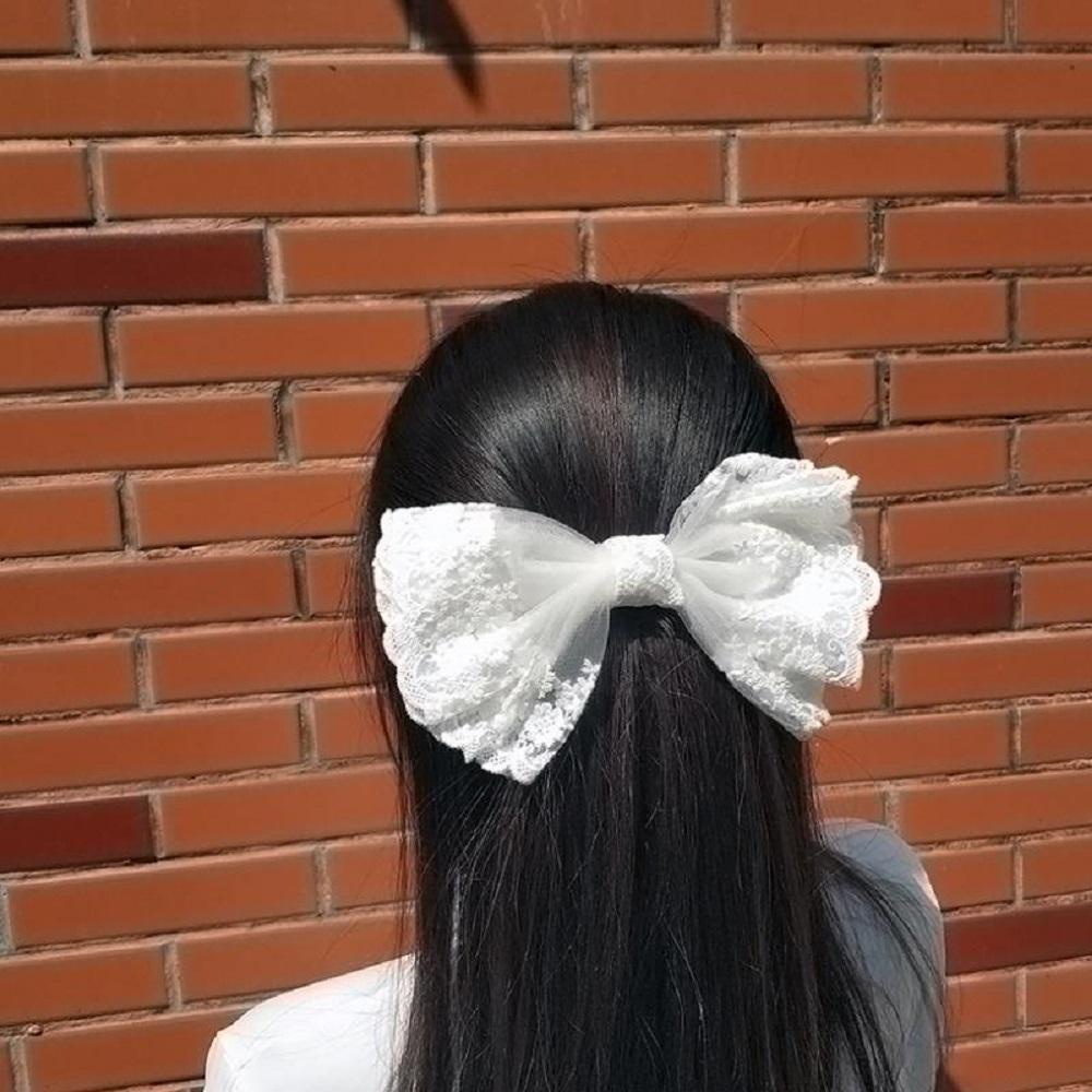 Kẹp Tóc Nơ Ren Màu Ngà Thời Trang Cho Nữ