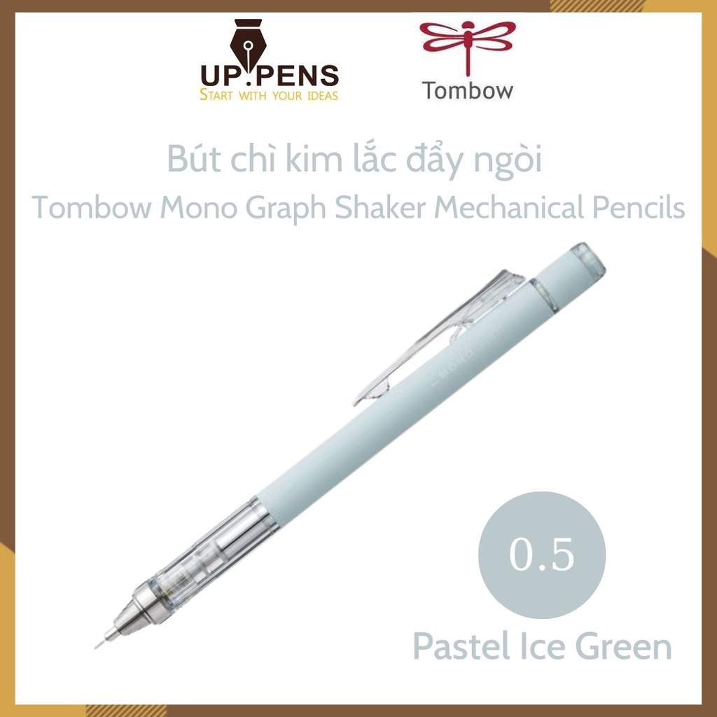Bút chì bấm kim lắc đẩy ngòi Tombow Mono Graph Shaker Mechanical Pencil – 0.5mm – Pastel Ice Green