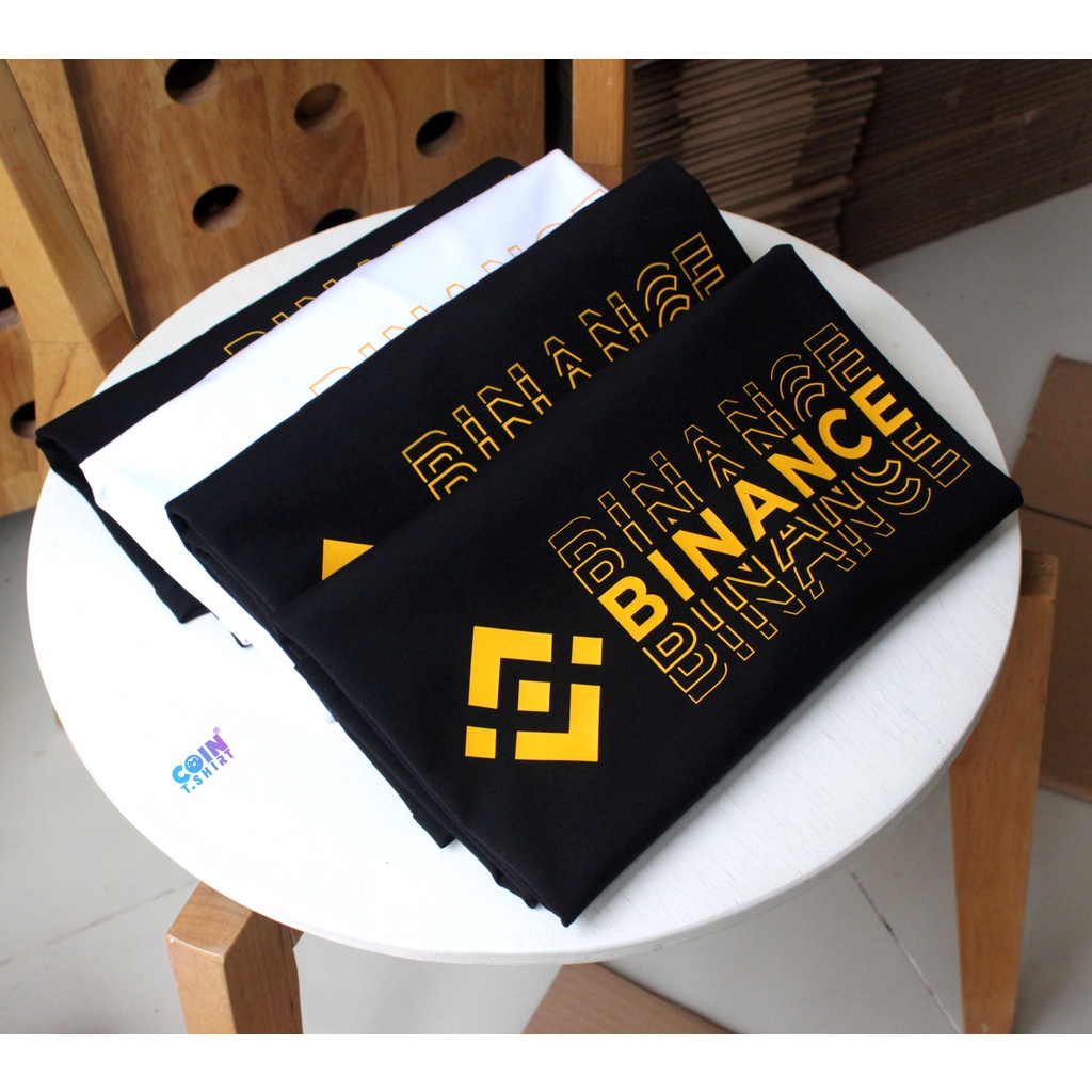 Áo thun cao cấp Binance hiệu ứng chuyển động, Bitcoin BTC, Ethereum ETH, Binance BNB, Polkadot DOT, Near