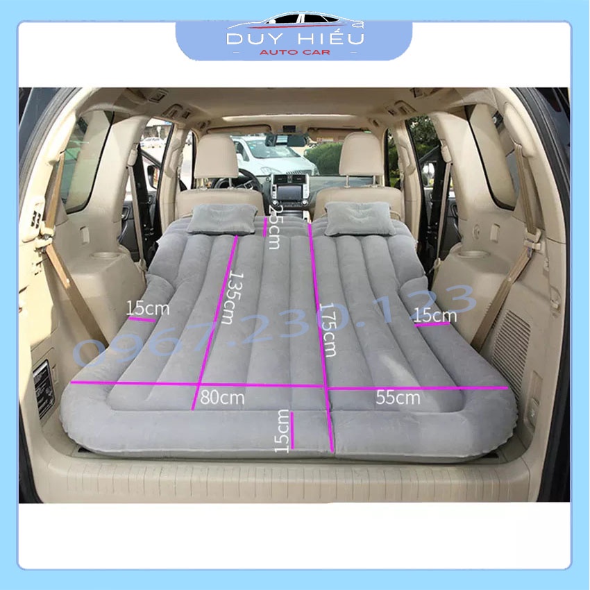 Đệm hơi ô tô cao cấp, giường đệm thông minh cho xe hơi- Tặng kèm bộ 2 gối cao cấp và bơm điện, vòi đa năng sử dụng trên