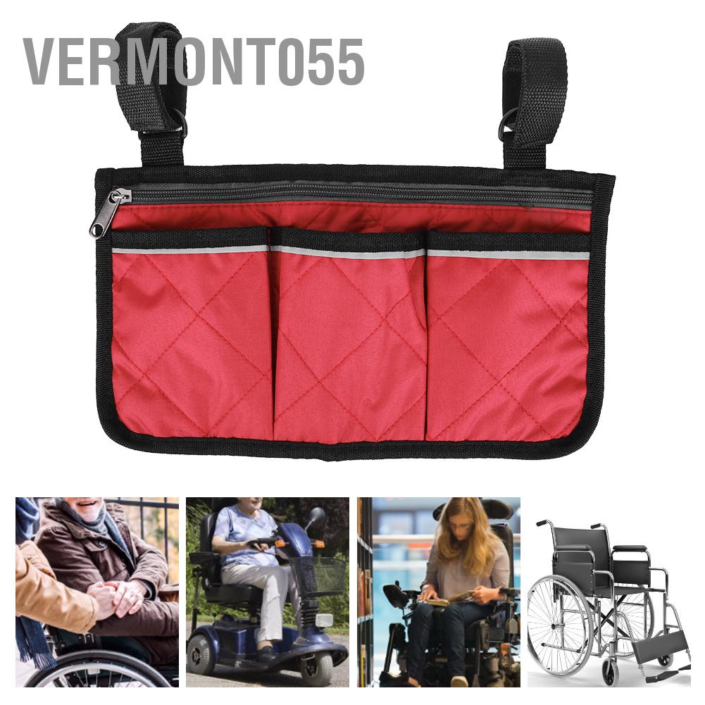 Vermont055 Multifunctional Wheelchair Scooter Armrest Side Bag Walker Hanging Pouch Storage Organizer