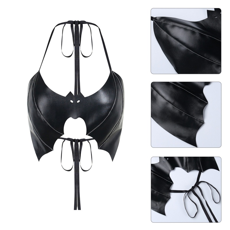 Áo Crop Top Chất Liệu Da Màu Đen Hở Lưng Thời Trang Mùa Hè Quyến Rũ Cho Nữ