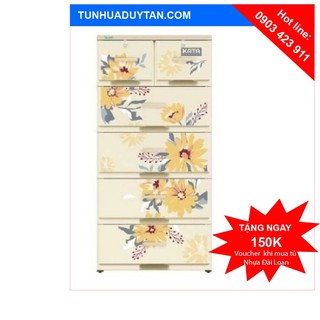 Tủ nhựa Kata 5 tầng vàng hoa tròn