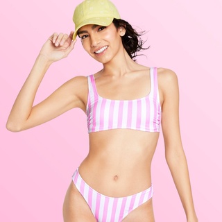 Bộ bơi bikini 2 mảnh Stripe Pink