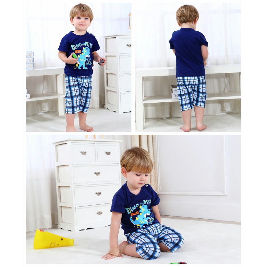 Set Áo Thun Tay Ngắn + Quần Dài Chất Cotton Thoải Mái Cho Bé