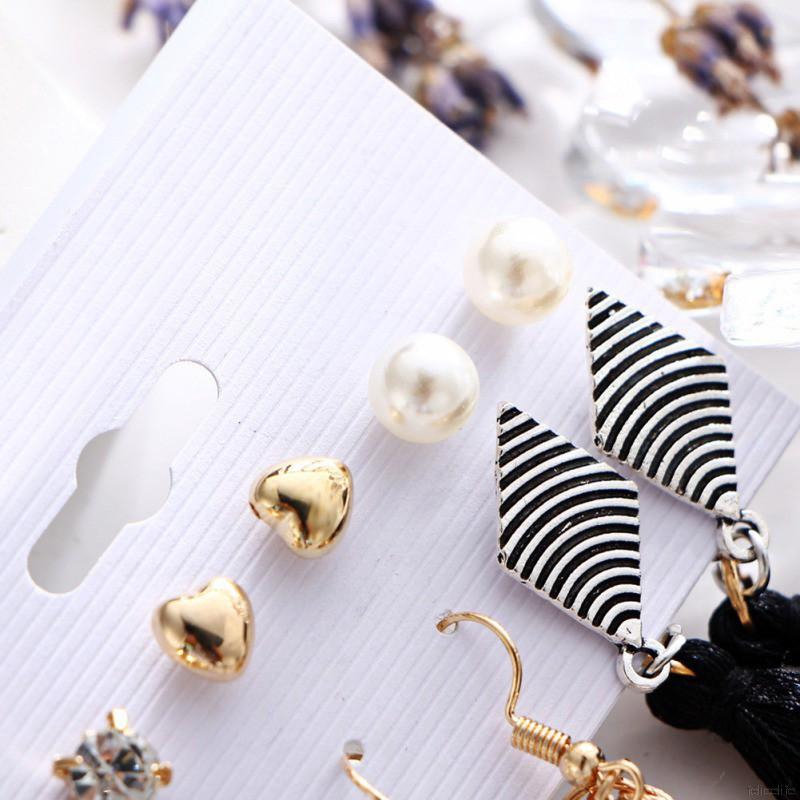 Bông tai dây tua kiểu cách Bohemia đơn giản cho nữ 6 cặp