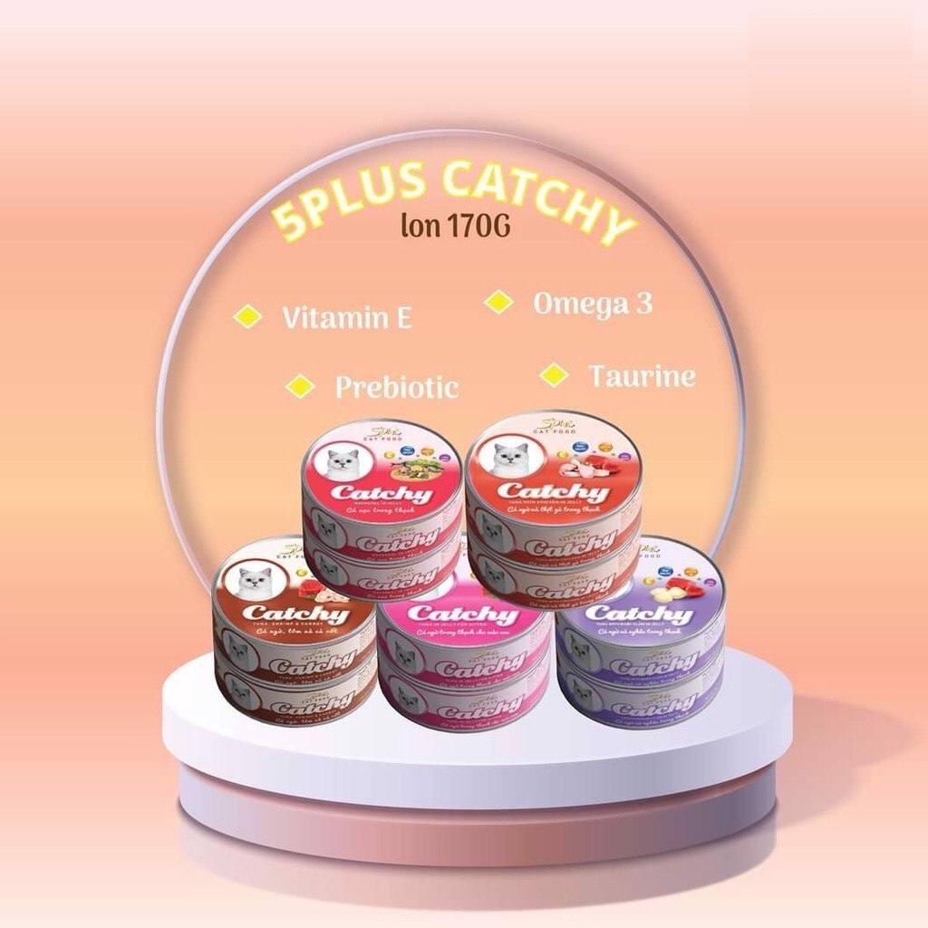 Pate mèo Catchy 5Plus dạng lon 170gram dành cho mèo mọi lứa tuổi