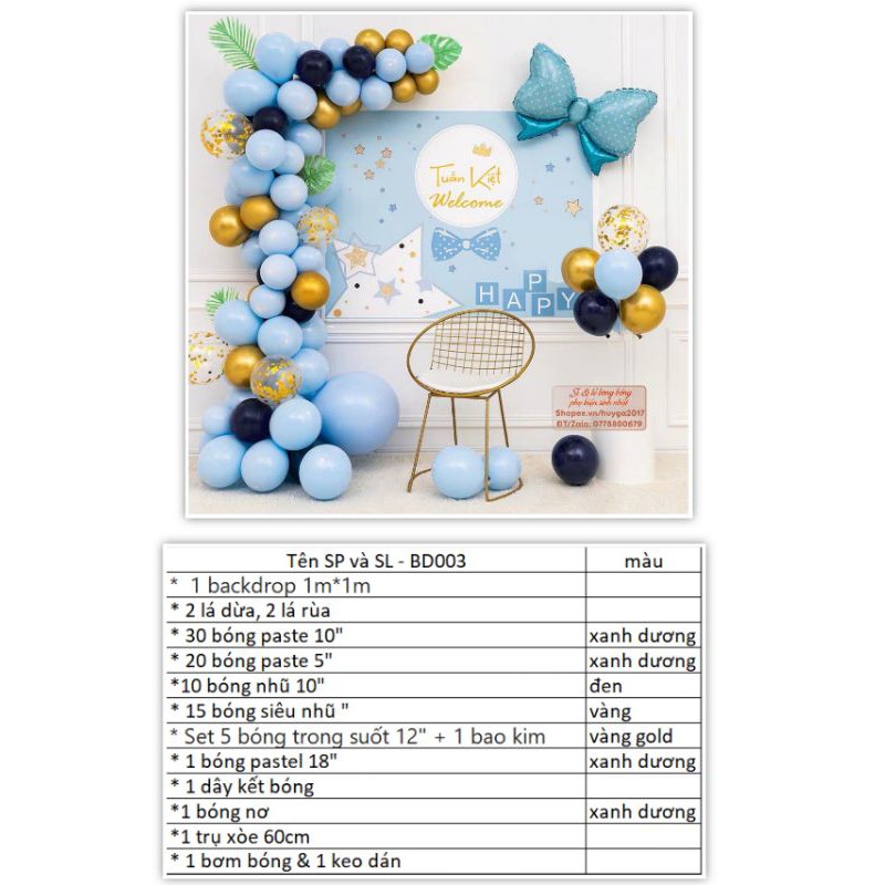 (KÈM BACKDROP MS14,16) SET BÓNG TRANG TRÍ SINH NHẬT BD003