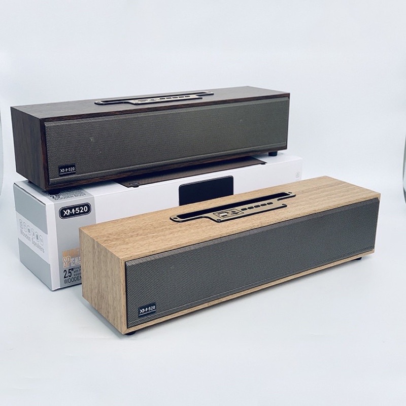 Loa bluetooth XM 520 Bass mạnh, công suất 20W siêu trầm , thiết kế vỏ gỗ dạng thanh để bàn Xm520 2022 - bảo hành 12Th