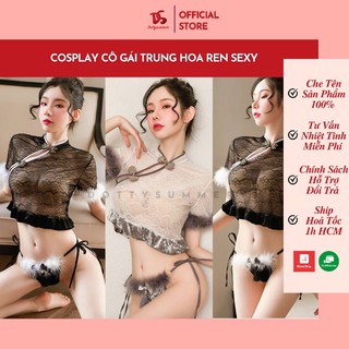 Cosplay Cô Gái Trung Hoa Ren Siêu Sexy, 2 Mảnh Nội Y Style Gái Đài Quyến Rũ Quần Có Lục Lạc Tinh Nghịch