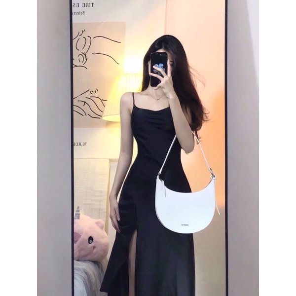 Váy Body 2 Dây Dáng Dài Xẻ Đùi Co Giãn