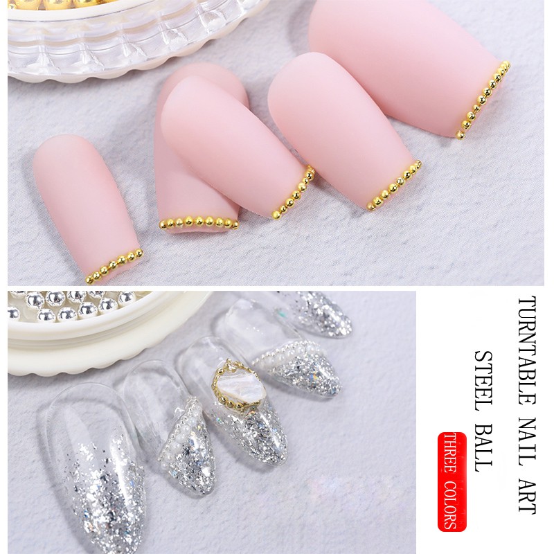 Hộp hạt đá tròn đính trang trí móng tay nghệ thuật không phai màu sang trọng nhỏ kích thước 1-3mm