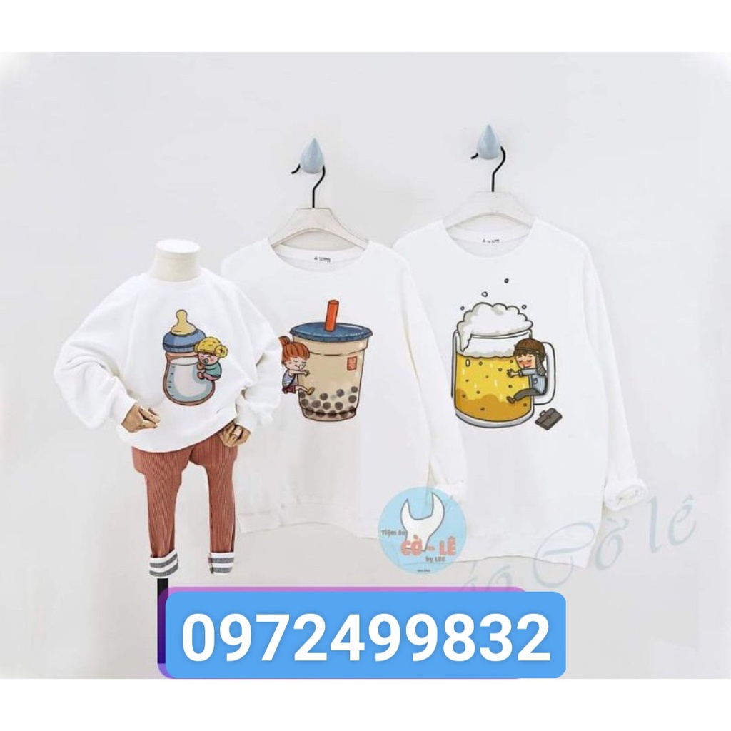 Áo gia đình thu đông nỉ, Áo sweater gia đình 3,4,5 người
