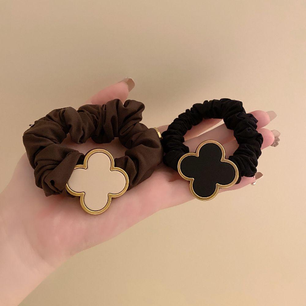 Dây Buộc Tóc Hình Cỏ Bốn Lá Bằng Hợp Kim Phong Cách Retro Ngọt Ngào WMES15H Dành Cho Bạn Nữ