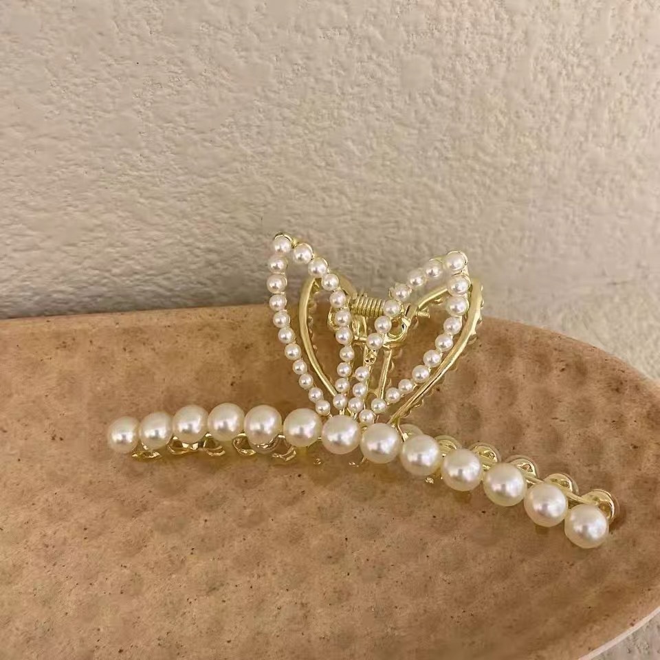 Kẹp tóc kim loại tai thỏ đính đá kiểu càng cua mã KT86