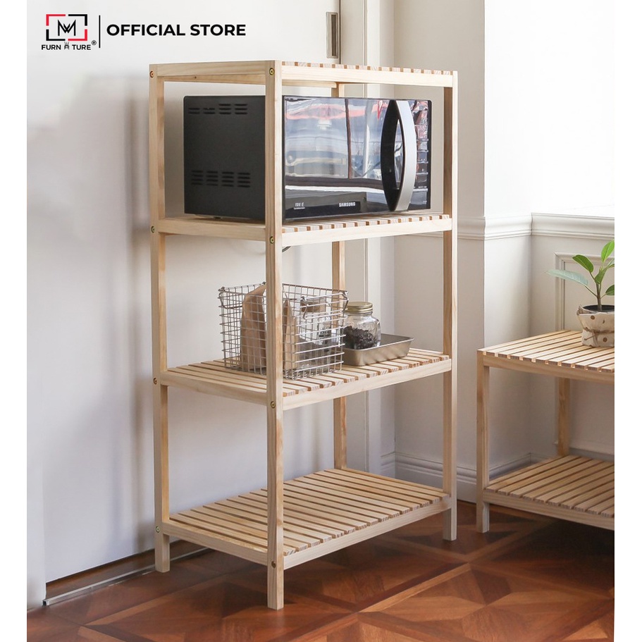 Kệ lò vi sóng 4 tầng gỗ thông nhập khẩu nhiều màu MW FURNITURE - Nội thất phòng bếp